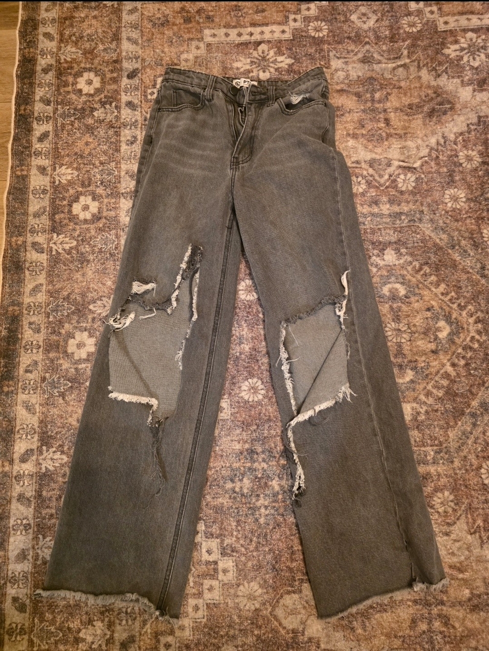 TCL Women's Distressed Wide-Leg Jeans - Charcoal Gray